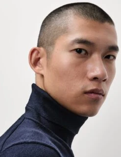 Cotton Rich Roll Neck Jumper With Wool -Marksandspencer Sale Store cotton rich roll neck jumper with wool 15