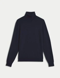 Cotton Rich Roll Neck Jumper With Wool -Marksandspencer Sale Store cotton rich roll neck jumper with wool 17