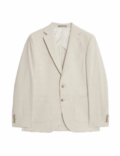 Cotton Rich Seersucker Blazer -Marksandspencer Sale Store cotton rich seersucker blazer 1