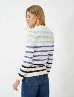 Cotton Rich Striped Cable Knit V-Neck Jumper 17 Cotton Rich Striped Cable Knit V-Neck Jumper -Marksandspencer Sale Store cotton rich striped cable knit v neck jumper 7