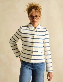 Joules Cotton Rich Striped Collared Jacket -Marksandspencer Sale Store cotton rich striped collared jacket 10