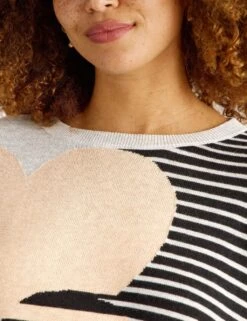 WHITE STUFF Cotton Rich Striped Heart Crew Neck Jumper -Marksandspencer Sale Store cotton rich striped heart crew neck jumper 9