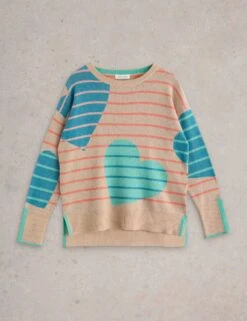 WHITE STUFF Cotton Rich Striped Heart Jumper -Marksandspencer Sale Store cotton rich striped heart jumper 7