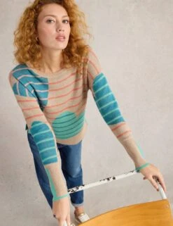 WHITE STUFF Cotton Rich Striped Heart Jumper -Marksandspencer Sale Store cotton rich striped heart jumper 9