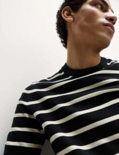 Cotton Rich Striped Knitted T-Shirt -Marksandspencer Sale Store cotton rich striped knitted t shirt 15