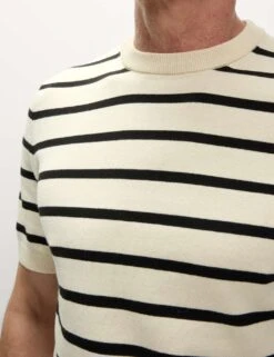 Cotton Rich Striped Knitted T-Shirt -Marksandspencer Sale Store cotton rich striped knitted t shirt 8