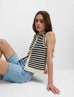 Cotton Rich Striped Knitted Waistcoat -Marksandspencer Sale Store cotton rich striped knitted waistcoat 10