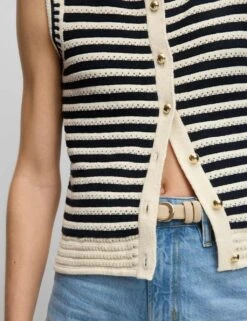 Cotton Rich Striped Knitted Waistcoat -Marksandspencer Sale Store cotton rich striped knitted waistcoat 12