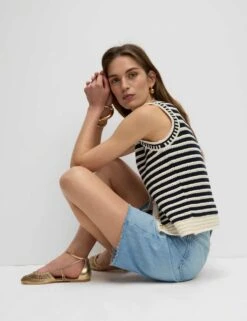 Cotton Rich Striped Knitted Waistcoat -Marksandspencer Sale Store cotton rich striped knitted waistcoat 13