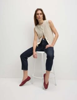 Cotton Rich Striped Knitted Waistcoat -Marksandspencer Sale Store cotton rich striped knitted waistcoat 17