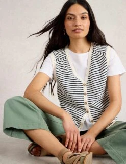WHITE STUFF Cotton Rich Striped Tank Top With Linen -Marksandspencer Sale Store cotton rich striped tank top with linen 8