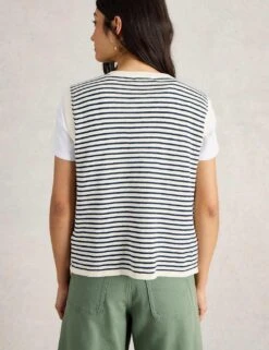 WHITE STUFF Cotton Rich Striped Tank Top With Linen -Marksandspencer Sale Store cotton rich striped tank top with linen 9