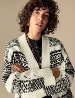 Cotton Rich Striped Textured V-Neck Cardigan -Marksandspencer Sale Store cotton rich striped textured v neck cardigan 10