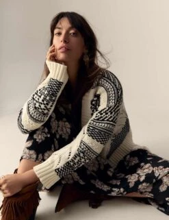 Cotton Rich Striped Textured V-Neck Cardigan -Marksandspencer Sale Store cotton rich striped textured v neck cardigan 12