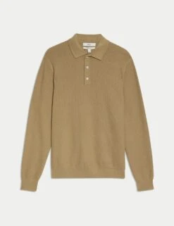 Cotton Rich Textured Knitted Polo Shirt -Marksandspencer Sale Store cotton rich textured knitted polo shirt 15
