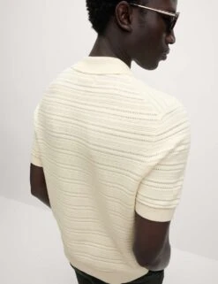 Cotton Rich Textured Knitted Shirt -Marksandspencer Sale Store cotton rich textured knitted polo shirt 23