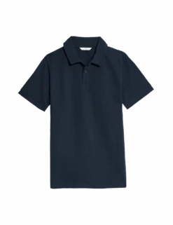 Cotton Rich Textured Polo Shirt (6-16 Yrs) -Marksandspencer Sale Store cotton rich textured polo shirt 6 16 yrs