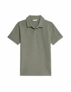 Cotton Rich Textured Polo Shirt (6-16 Yrs) -Marksandspencer Sale Store cotton rich textured polo shirt 6 16 yrs 1 1