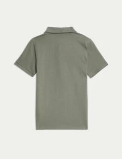 Cotton Rich Textured Polo Shirt (6-16 Yrs) -Marksandspencer Sale Store cotton rich textured polo shirt 6 16 yrs 1 10