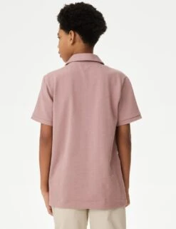 Cotton Rich Textured Polo Shirt (6-16 Yrs) -Marksandspencer Sale Store cotton rich textured polo shirt 6 16 yrs 1 16