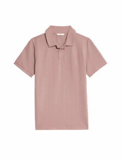 Cotton Rich Textured Polo Shirt (6-16 Yrs) -Marksandspencer Sale Store cotton rich textured polo shirt 6 16 yrs 1 2
