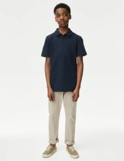 Cotton Rich Textured Polo Shirt (6-16 Yrs) -Marksandspencer Sale Store cotton rich textured polo shirt 6 16 yrs 1 7