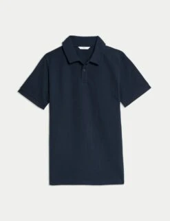Cotton Rich Textured Polo Shirt (6-16 Yrs) -Marksandspencer Sale Store cotton rich textured polo shirt 6 16 yrs 1 9