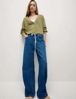 Cotton Rich Textured V-Neck Relaxed Cardigan -Marksandspencer Sale Store cotton rich textured v neck relaxed cardigan 10