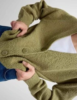 Cotton Rich Textured V-Neck Relaxed Cardigan -Marksandspencer Sale Store cotton rich textured v neck relaxed cardigan 11