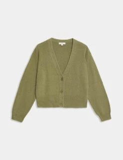 Cotton Rich Textured V-Neck Relaxed Cardigan -Marksandspencer Sale Store cotton rich textured v neck relaxed cardigan 6