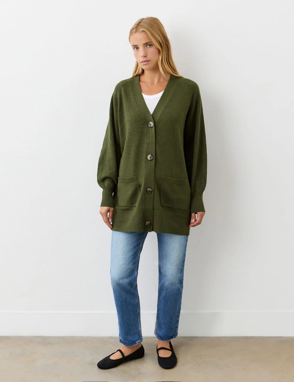 Cotton Rich V-Neck Button Front Cardigan 11 Cotton Rich V-Neck Button Front Cardigan - Image 11