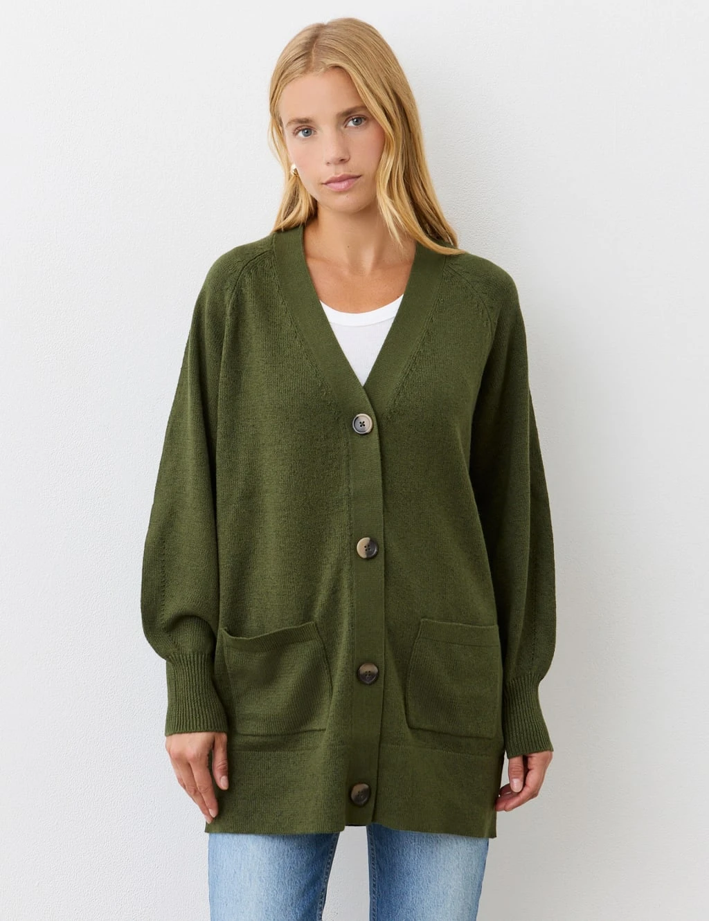 Cotton Rich V-Neck Button Front Cardigan 9 Cotton Rich V-Neck Button Front Cardigan - Image 9