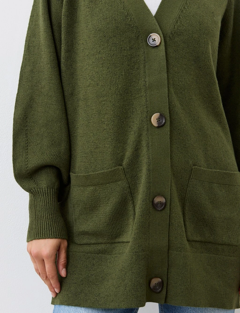 Cotton Rich V-Neck Button Front Cardigan 10 Cotton Rich V-Neck Button Front Cardigan - Image 10