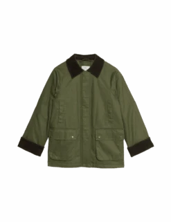 Cotton Rich Waxed Quilted Parka Coat -Marksandspencer Sale Store cotton rich waxed quilted parka coat 1