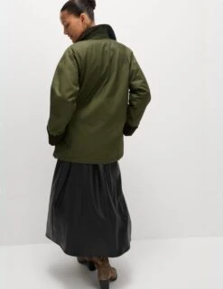 Cotton Rich Waxed Quilted Parka Coat -Marksandspencer Sale Store cotton rich waxed quilted parka coat 8