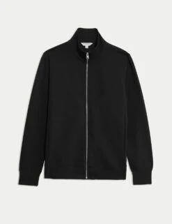 Cotton Rich Zip Up Funnel Neck Jacket -Marksandspencer Sale Store cotton rich zip up funnel neck jacket 8