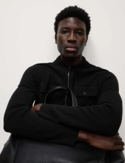 Cotton Rich Zip Up Knitted Jacket -Marksandspencer Sale Store cotton rich zip up knitted jacket 11