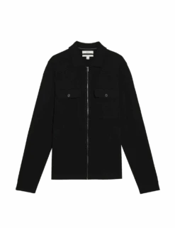 Cotton Rich Zip Up Knitted Jacket -Marksandspencer Sale Store cotton rich zip up knitted jacket