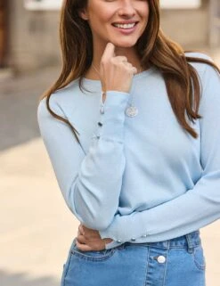 Crew Neck Button Detail Jumper -Marksandspencer Sale Store crew neck button detail jumper 6