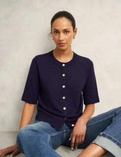 Crew Neck Cardigan With Wool -Marksandspencer Sale Store crew neck cardigan with wool 12