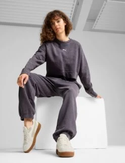 Puma Dare To Relaxed Pure Cotton Crop Sweatshirt -Marksandspencer Sale Store dare to relaxed pure cotton crop sweatshirt 10