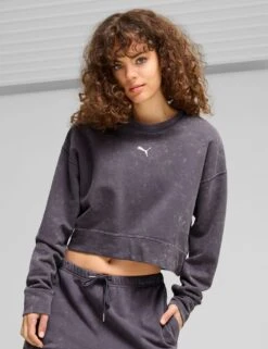 Puma Dare To Relaxed Pure Cotton Crop Sweatshirt -Marksandspencer Sale Store dare to relaxed pure cotton crop sweatshirt 7