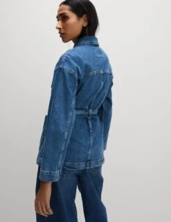 Denim Belted Relaxed Jacket -Marksandspencer Sale Store denim belted relaxed jacket 12