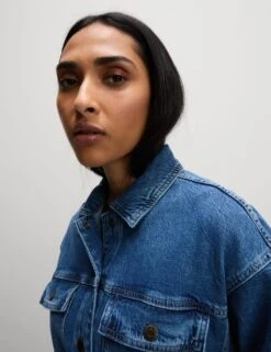 Denim Belted Relaxed Jacket -Marksandspencer Sale Store denim belted relaxed jacket 14