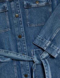 Denim Belted Relaxed Jacket -Marksandspencer Sale Store denim belted relaxed jacket 9