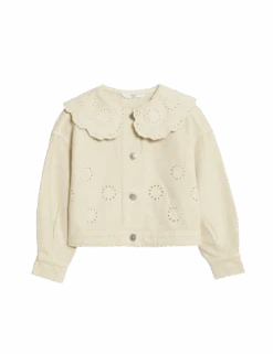 Denim Embroidered Shacket (2-8 Yrs) -Marksandspencer Sale Store denim embroidered shacket 2 8 yrs