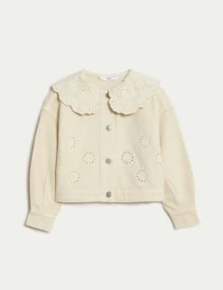 Denim Embroidered Shacket (2-8 Yrs) -Marksandspencer Sale Store denim embroidered shacket 2 8 yrs 1 5