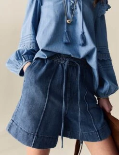 Denim High Waisted Seam Detail Shorts 25 Denim High Waisted Seam Detail Shorts -Marksandspencer Sale Store denim high waisted seam detail shorts 11