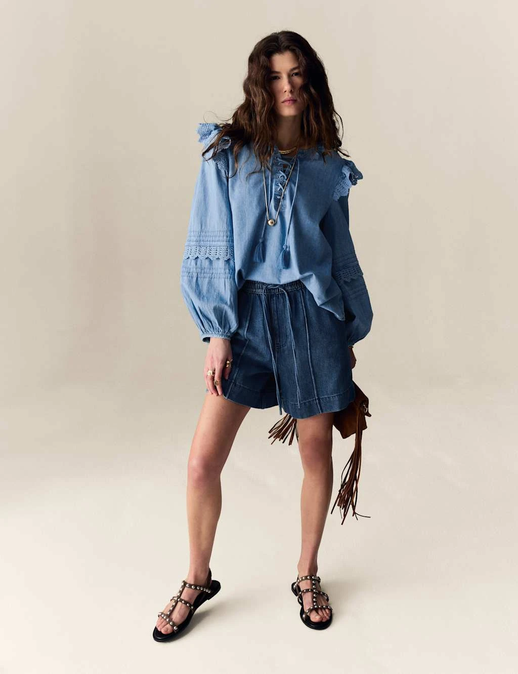 Denim High Waisted Seam Detail Shorts 10 Denim High Waisted Seam Detail Shorts - Image 10