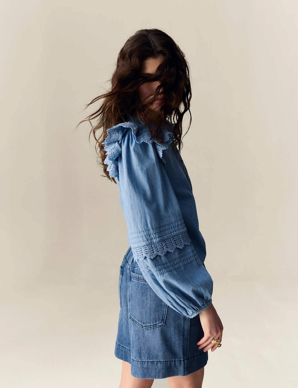 Denim High Waisted Seam Detail Shorts 11 Denim High Waisted Seam Detail Shorts - Image 11